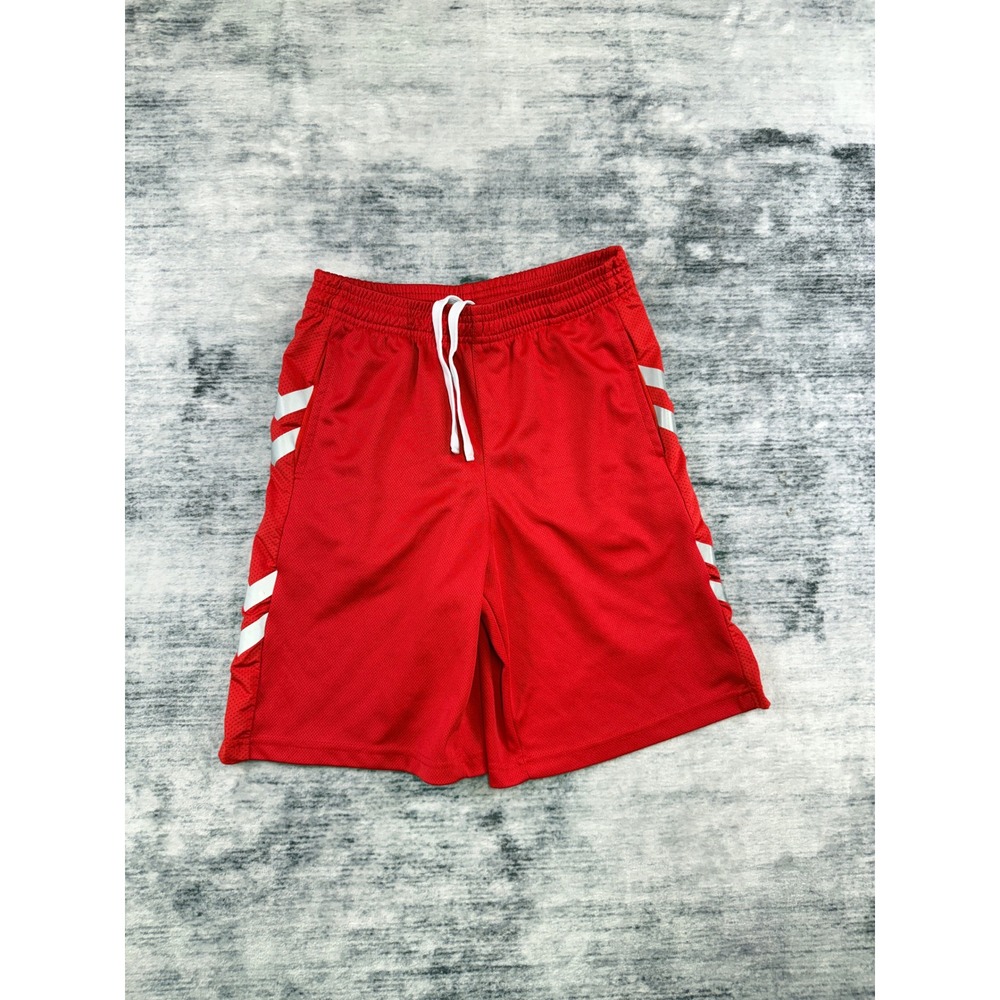 Liberty Pro Kids Red Mesh Athletic Shorts Youth Medium Drawstring Basketball Gym